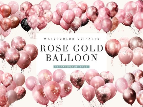 Download Rose Gold Glitter Balloon Clipart Bundle - Premium Resources