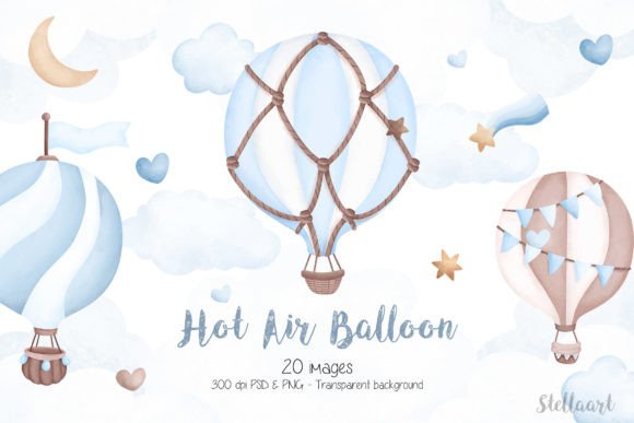 Download Blue Hot Air Balloon Clipart - Premium Resources